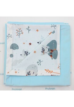 Paturica velvet deluxe, verso bumbac little animals, albastru, 80 x 100 cm
