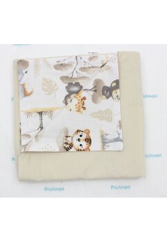 Paturica velvet deluxe, verso bumbac monkey, crem, 75 x 100 cm