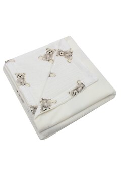 Paturica velvet deluxe, verso muselina Martinel, crem, 80 x 100 cm