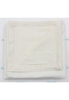 Paturica velvet deluxe, verso muselina metalic dots, crem, 80 x 100 cm