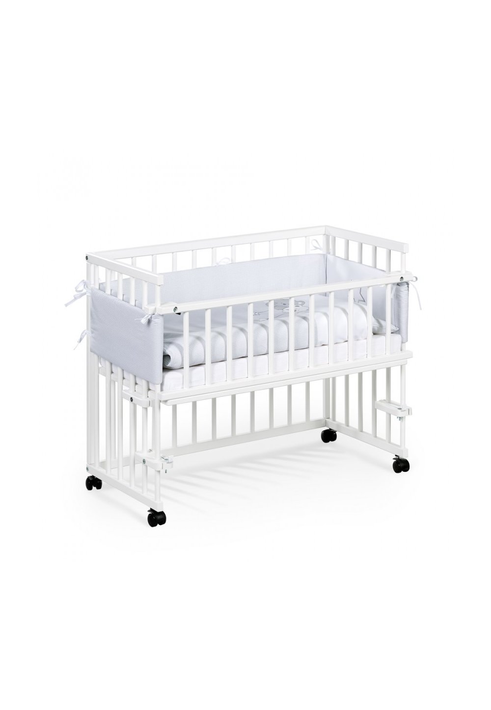 Patut bebe, lemn, Piccolo, alb , 95x45 cm + Saltea patut, Picolo,90x45 cm