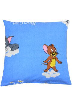 Perna bumbac, Tom si Jerry, albastru, 40 x 40 cm
