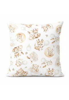 Perna, caprioara Bambi si prietenii, bumbac, alb, 40x40cm
