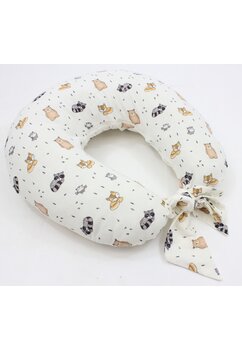 Perna pentru alaptat, ratonul si ursul, cu husa detasabila din muselina, ivory