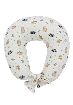 Perna pentru alaptat, ratonul si ursul, cu husa detasabila din muselina, ivory