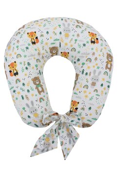 Perna pentru alaptat, urs cu esarfa verdea, cu husa detasabila, multicolor