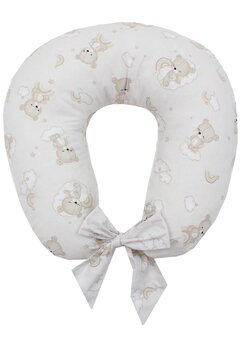 Perna pentru alaptat, Ursulet crem pe norisor, cu husa detasabila, crem