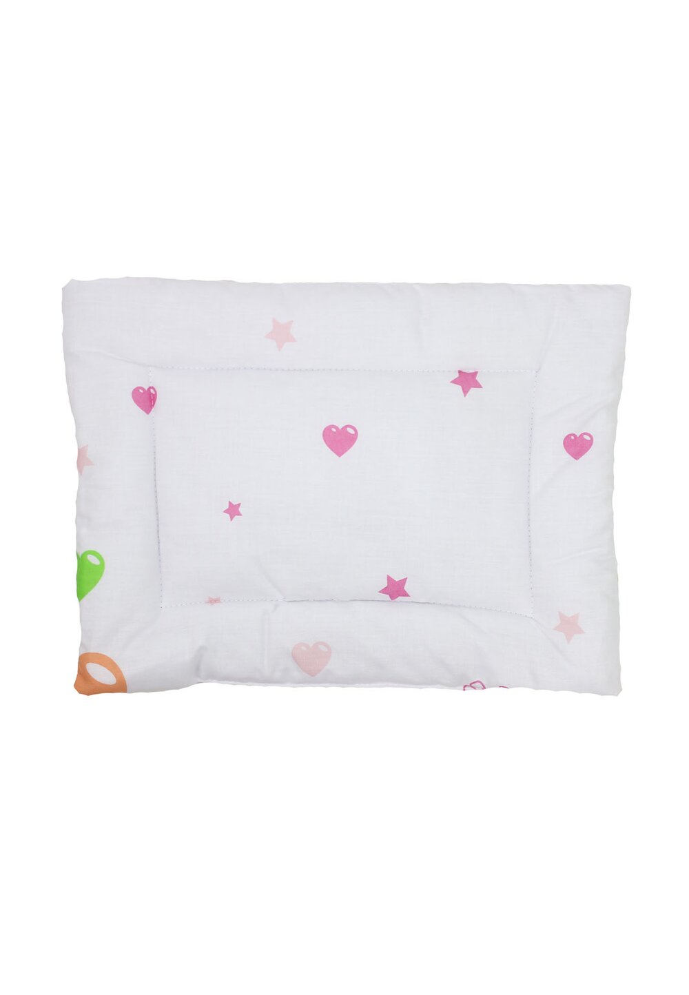 Perna slim, alba,inimioare cu stelute roz, 37 x 28 cm