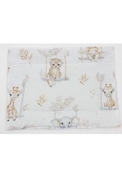 Perna slim, bumbac, Animalute pe leagan, crem, 37 x 28 cm