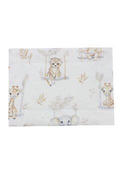 Perna slim, bumbac, Animalute pe leagan, crem, 37 x 28 cm