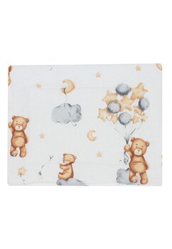 Perna slim, bumbac, urs cu baloane, alb, 37 x 28 cm