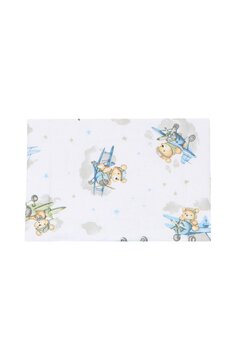 Perna slim, bumbac, Urs in avion albastru, 37 x 28 cm