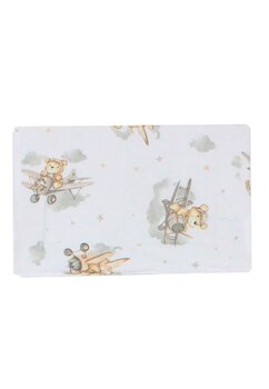 Perna slim, bumbac, Urs in avion crem, 37 x 28 cm