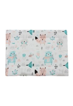Perna slim, bumbac, ursulet cu esarfa roz, 37 x 28 cm
