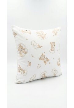 Perna, urs pe nor crem, bumbac, alb, 40x40cm