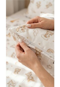 Perna, urs pe nor crem, bumbac, alb, 40x40cm