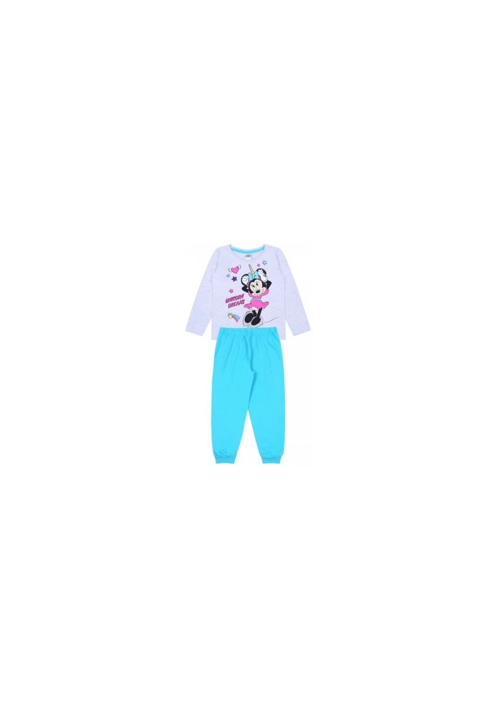 Pijama fete, Minnie Unicorn Dreams, turcoaz cu gri imagine