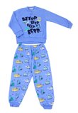 Pijama maneca lunga, bumbac, beepp beepp, albastru