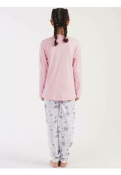 Pijama maneca lunga, bumbac, little rabbit, roz