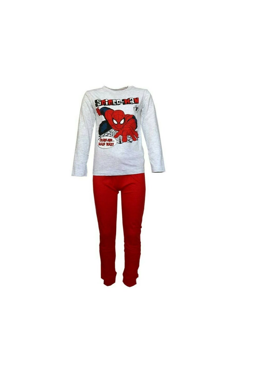 Pijama maneca lunga, Make way, gri cu rosu