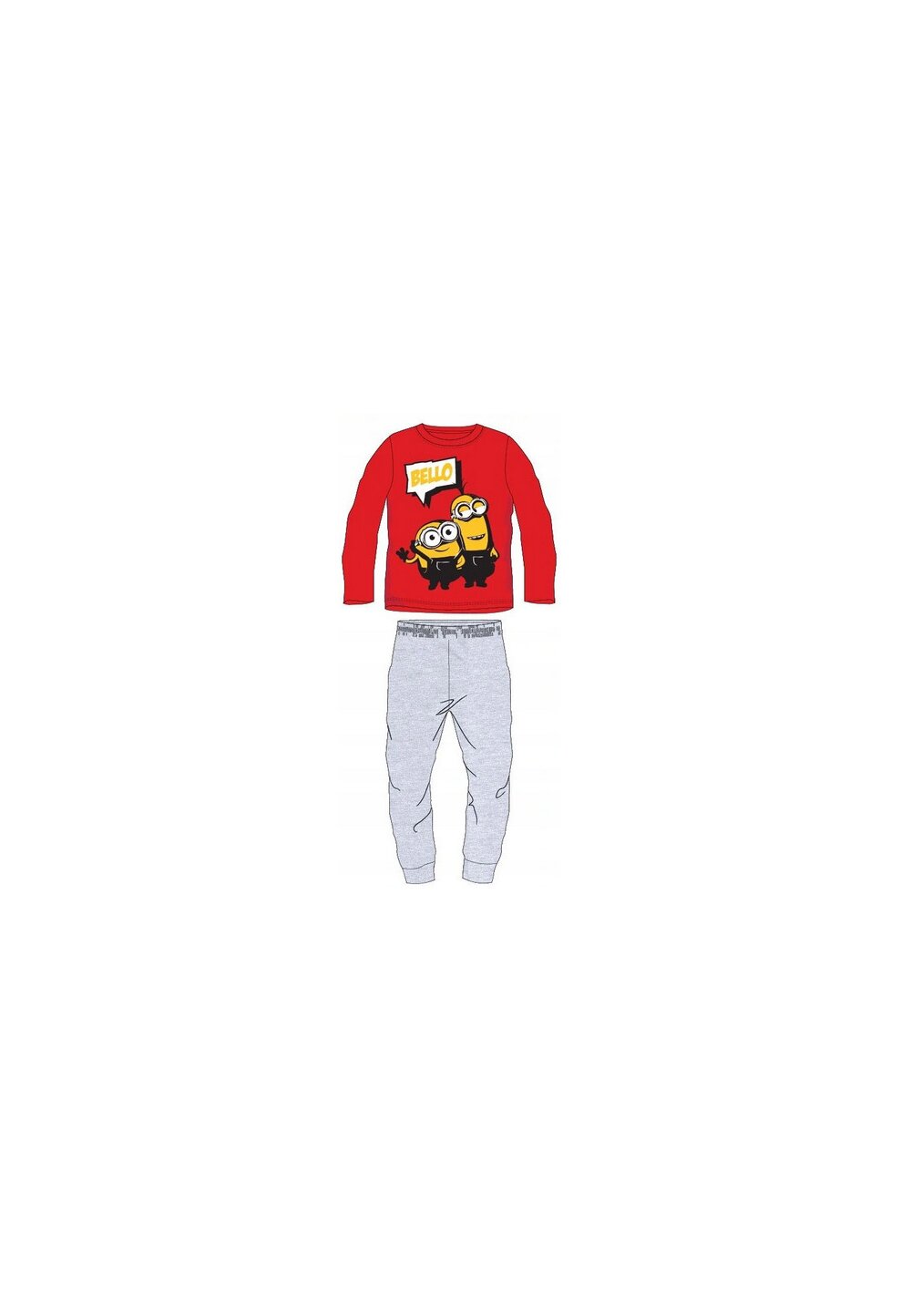 Pijama maneca lunga, Minions, Bello, rosu cu gri