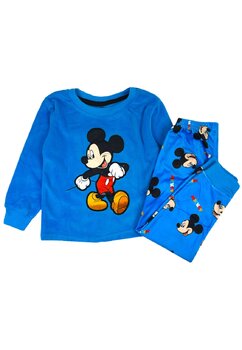 Pijama maneca lunga, velur, Mickey Mouse, polieste, albastru