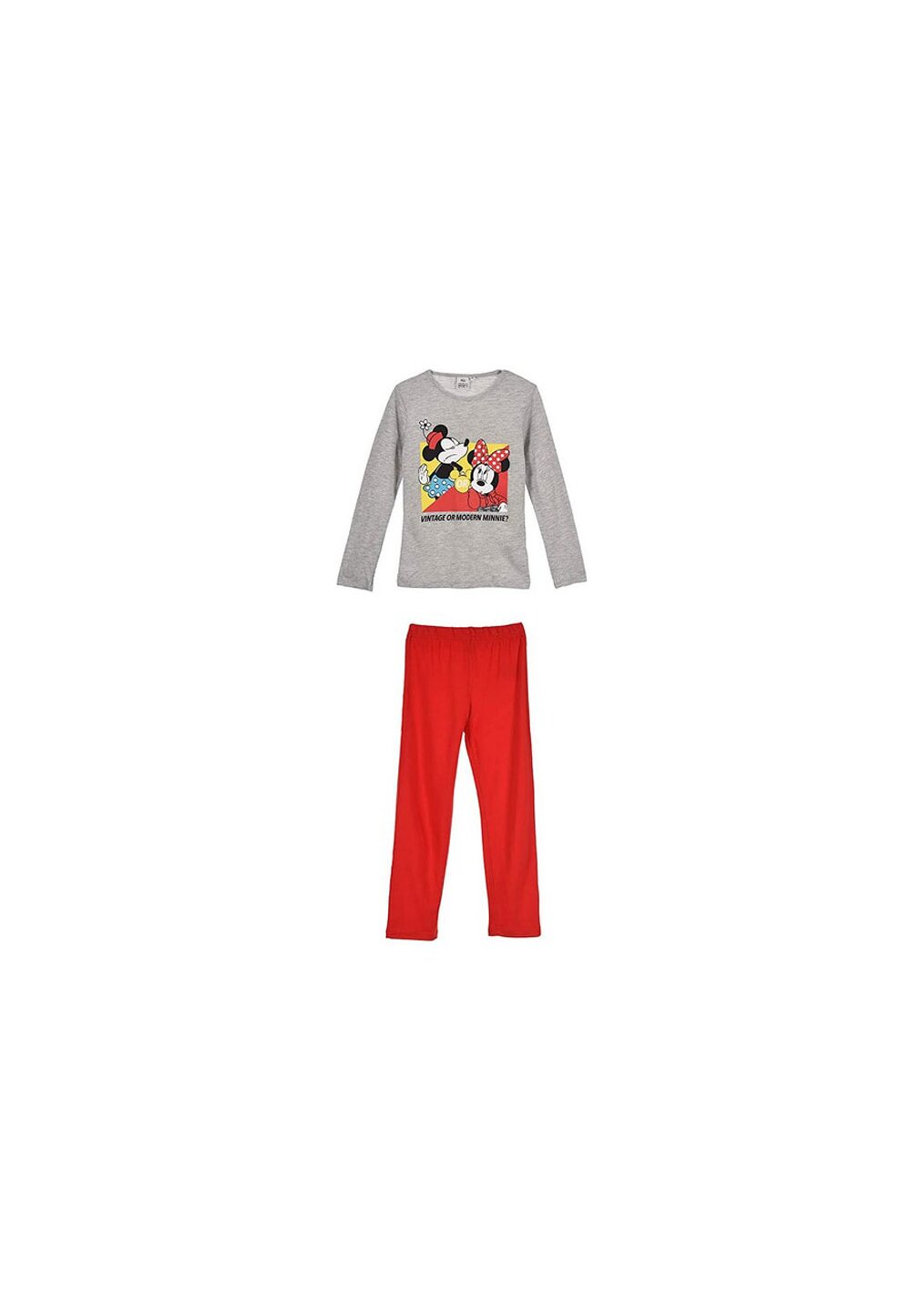 Pijama, maneca lunga, Vintage or modern Minnie, gri