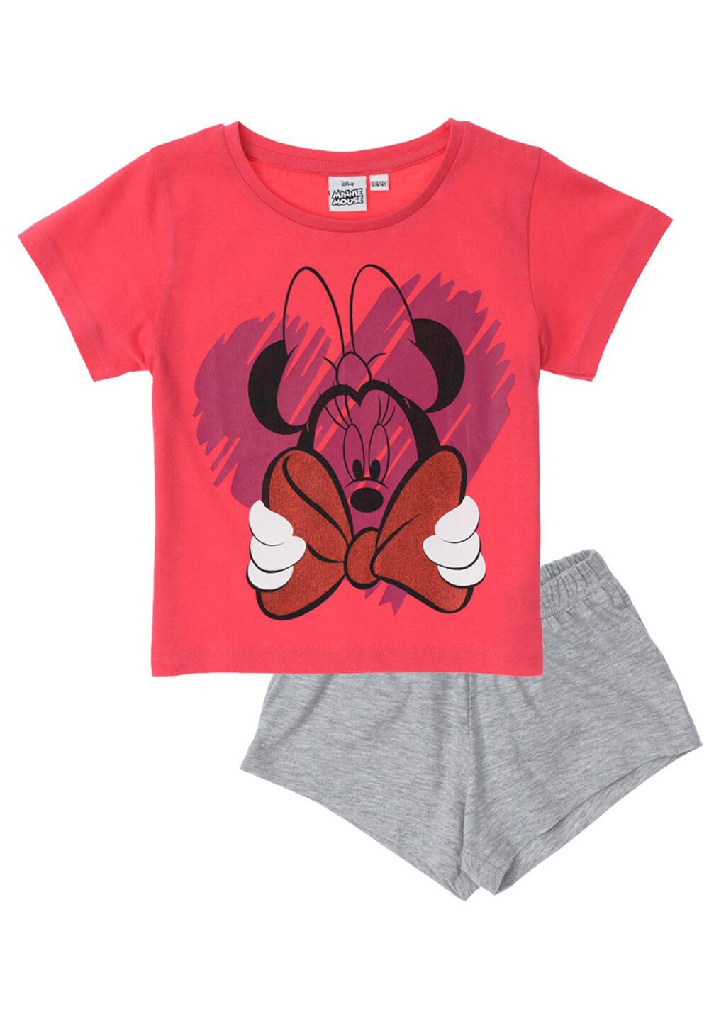 Pijama maneca scurta, Minnie cu fundita, roz