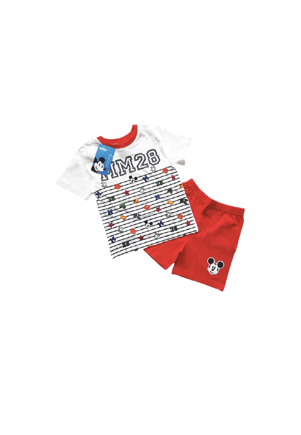 Pijama maneca scurta, MM 28, alb cu rosu