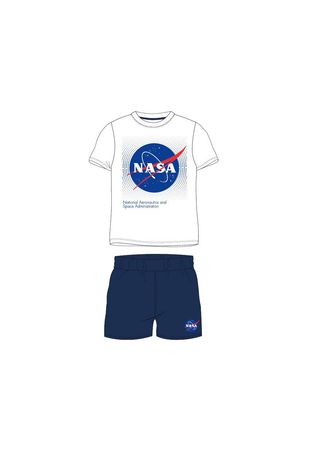 Pijama, maneca scurta, Nasa, alba