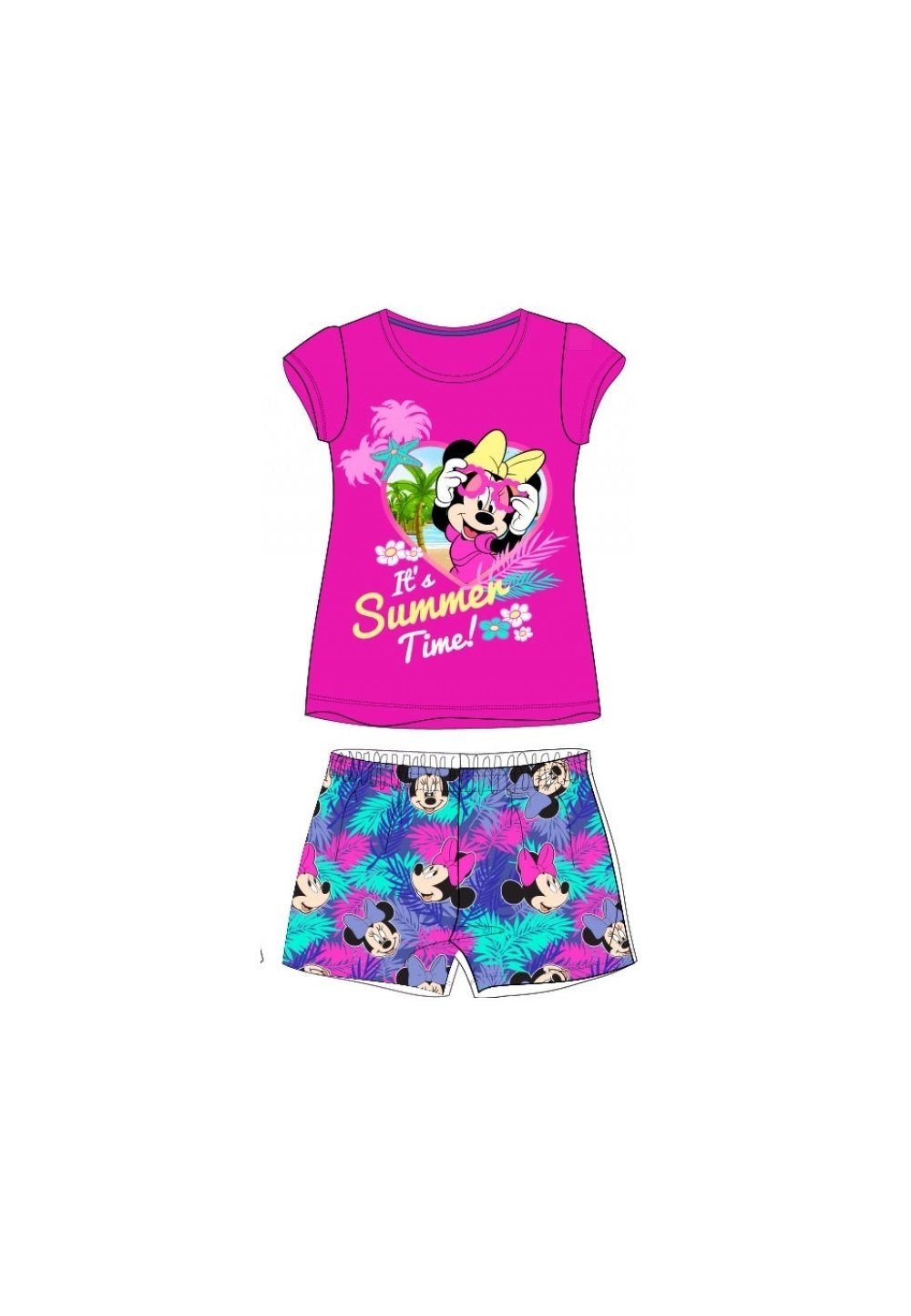Pijama, maneca scurta, Summer time, roz