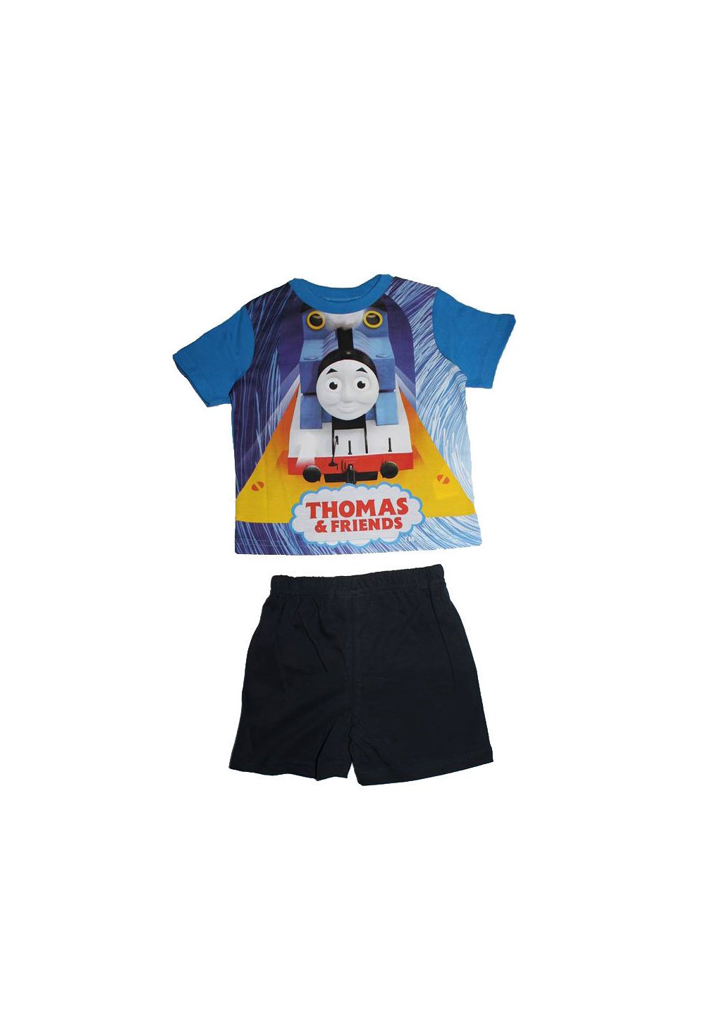 Pijama, maneca scurta, Thomas, albastru cu bluemarin