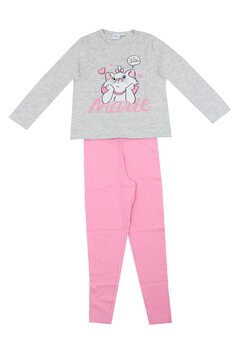 Pijama ML, bumbac, cu imprimeu, Je suis adorable, Marie, gri cu roz