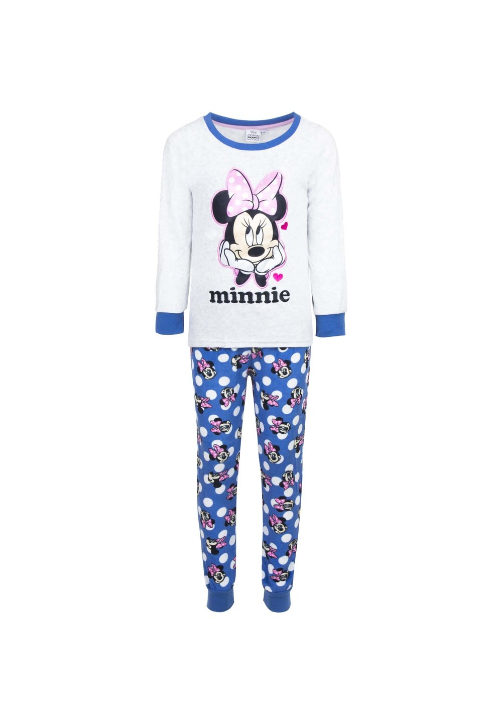 Pijama velur gri, Minnie cu fundita roz