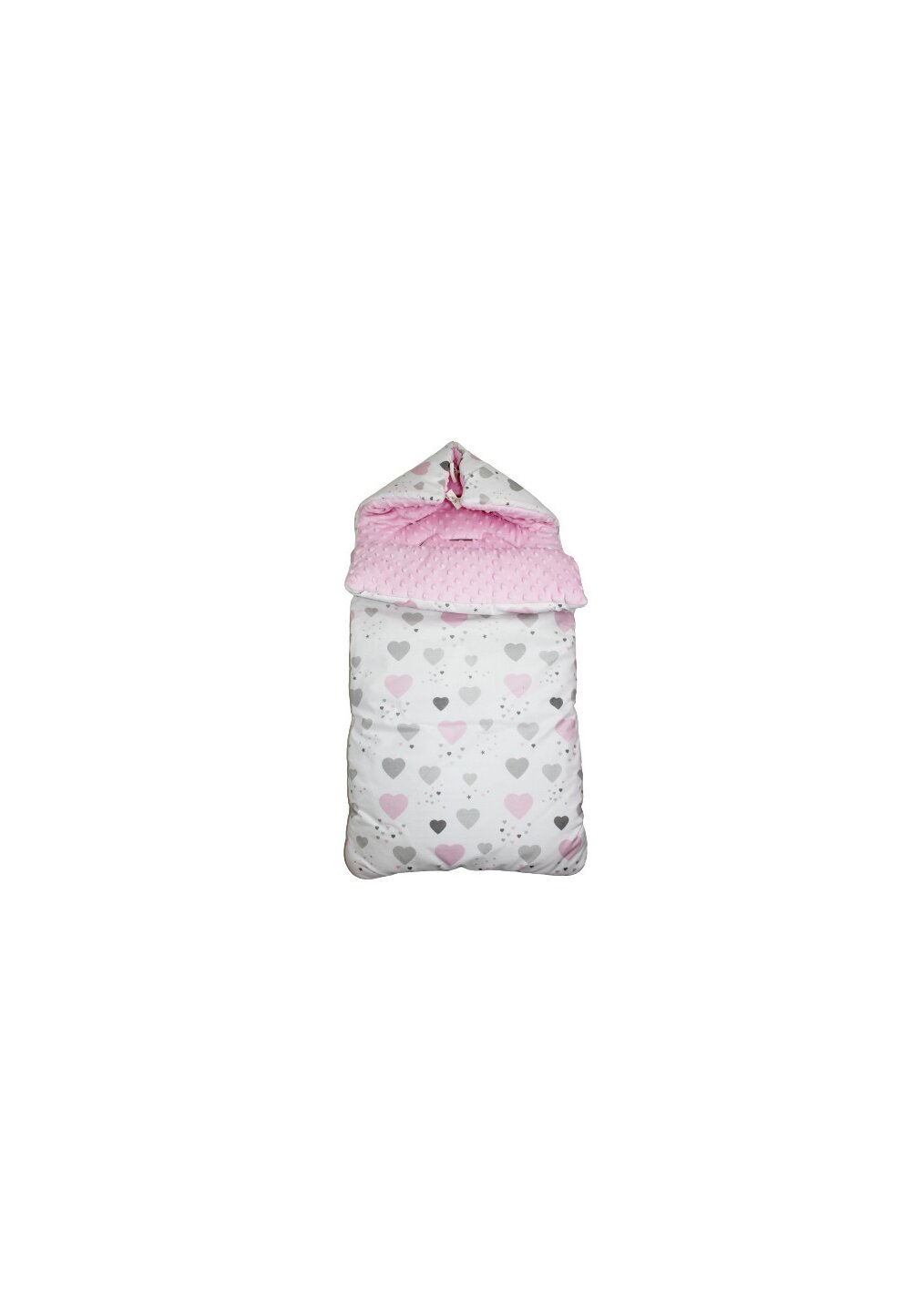 Port bebe, 2in1, minky, roz cu inimioare