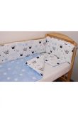 Lenjerie 4 piese, 2 fete, coronite Prince albastru, 120 x 60 cm