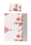 Lenjerie cu baldachin, 6 piese, bufnite mari, roz 120x60cm