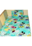 Lenjerie de pat 3 piese, Minnie si Mickey, turcoaz, 160 x 200 cm