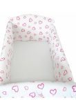 Lenjerie patut 7 piese, Maxi, inimioare roz, 120x60 cm