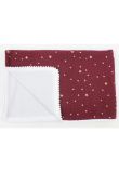 Paturica dubla muselina, Metalic Stars cu ciucur, visiniu, 100x80 cm