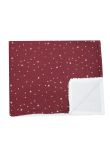 Paturica dubla muselina, Metalic Stars cu ciucur, visiniu, 100x80 cm