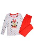 Pijama ML, bumbac, cu imprimeu, alba cu buline, pantaloni rosii