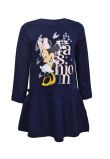Rochie maneca lunga, bumbac, Minnie fashion, bleumarin