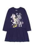Rochie maneca lunga, bumbac, Minnie fashion, bleumarin