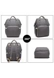 Rucsac pentru mamici, Simi, poliester, gri, 40 x 16 x 26 cm