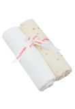 Set 2 scutece, muselina, Metalic stars, ivory cu alb, 80 x 67 cm