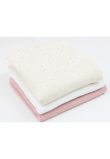 Set 3 scutece, muselina, Metalic dots, roz cu ivory, 80 x 67 cm