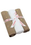 Set 3 scutece, muselina, Metalic stars, bej cu alb, 80 x 67 cm
