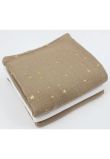 Set 3 scutece, muselina, Metalic stars, bej cu alb, 80 x 67 cm