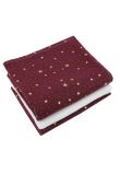 Set 3 scutece, muselina, Metalic stars, visiniu cu alb, 80 x 67 cm